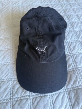 PINK Victoria's Secret Black Baseball Cap with White Dog Logo